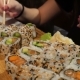 Nice  Footage Of Sushi Eating. Girl's Hands Picking Sushi - VideoHive Item for Sale