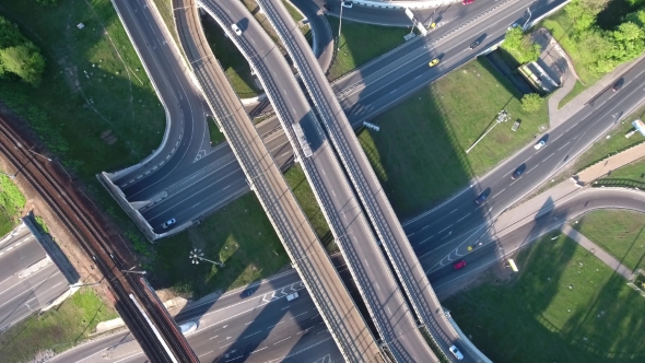 Aerial View Of A Freeway Intersection alt