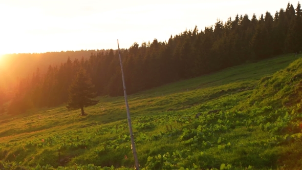 Beautiful Sunset Over The Krkonose Mountain