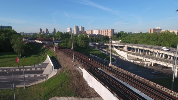 Moving Locomotive Train On The Bridge alt