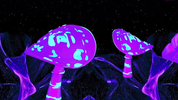 Fantasy Neon Mushrooms 4K