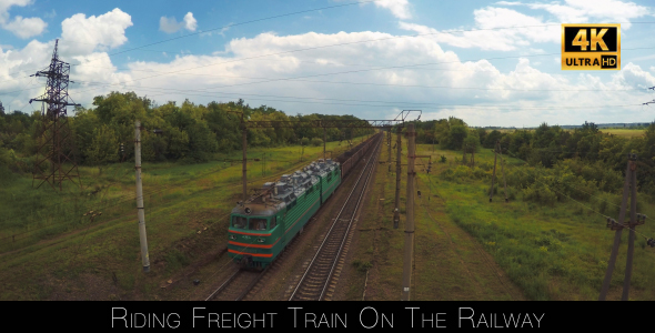 Riding Freight Train On The Railway