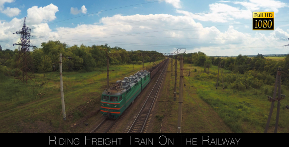 Riding Freight Train On The Railway