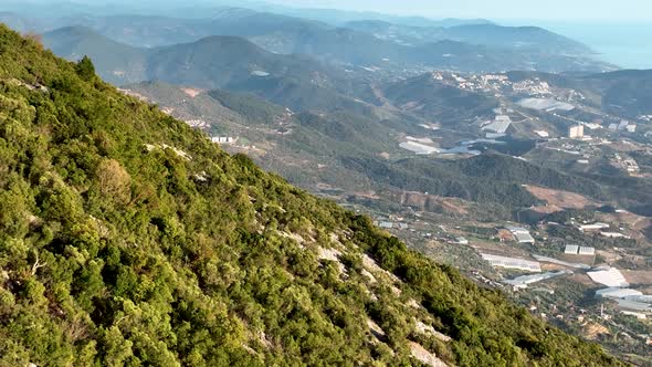 View of the city of Alanya aerial view 4 K