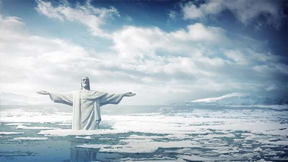 Statue Of Jesus In Rising Sea Levels