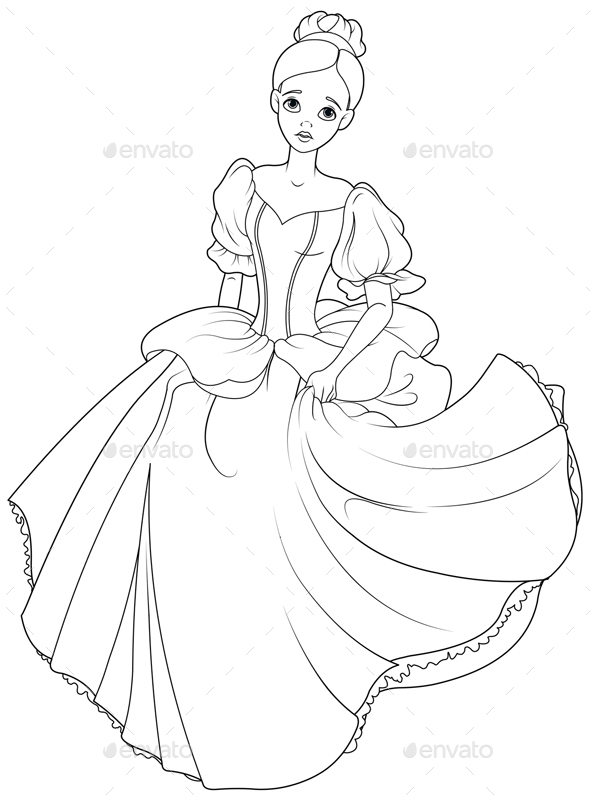 Running Cinderella Coloring Page