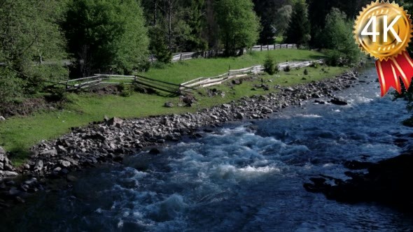 Sunny Day and Pure Mountain River