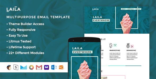 Laila – Responsive HTML Email + StampReady, MailChimp & CampaignMonitor compatible files