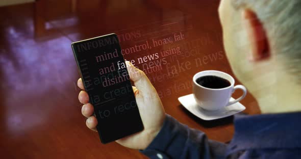 News titles on screen in hand with fake news and hoax information 3d