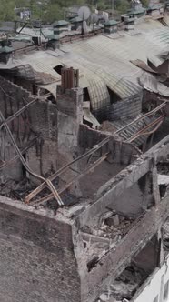 Vertical Video of a Wardamaged Apartment Building in Ukraine