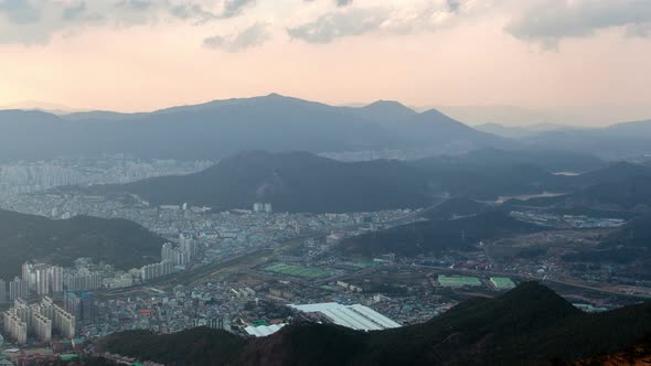 Timelapse Pictorial Busan City Surround Grey Hilltops