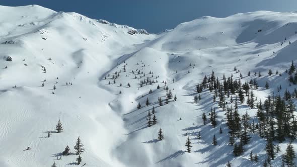 Winter landscape high in the mountains aerial view 4 K