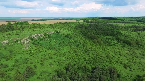 Aerial View Of Green Nature Of Mountains