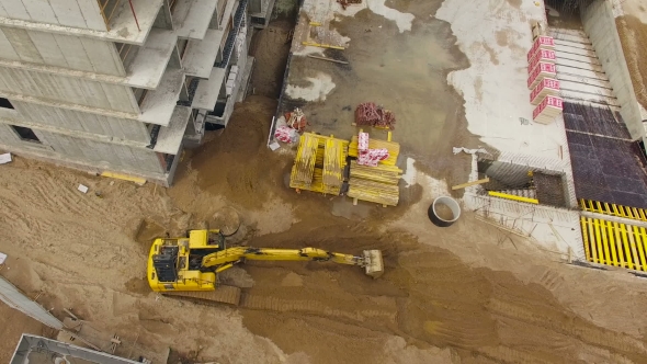 Excavator Working On Construction Site