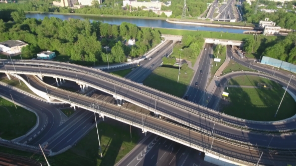 Aerial View Of a Freeway Intersection