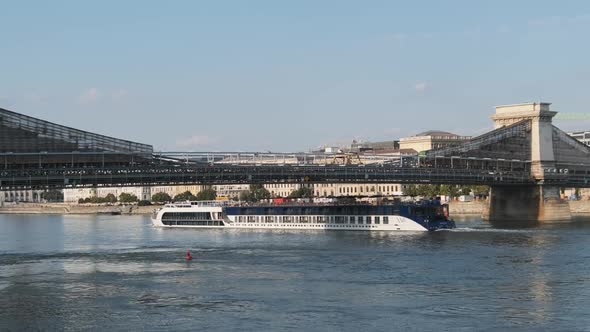 Panorama of Budapest View of the Chain Bridge Over the Danube River Hungary