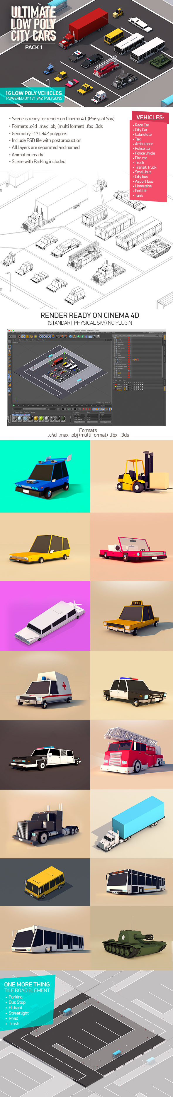 Ultimate Low Poly City Cars Pack
