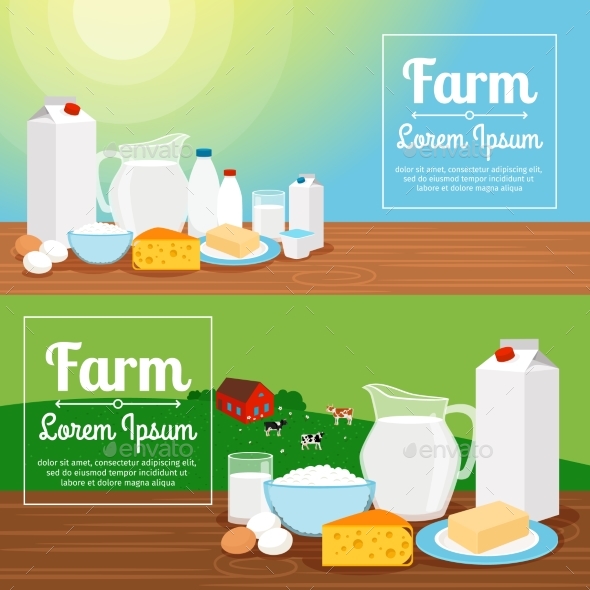 Milk Farm Dairy Products Banners
