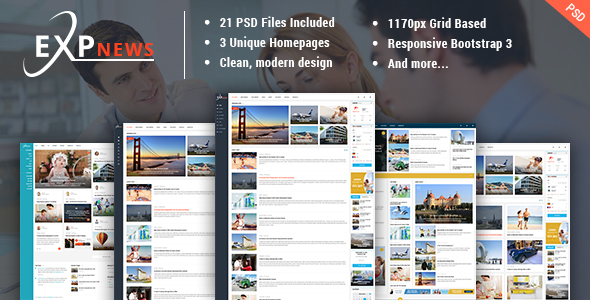 ExpNews - News & Magazine PSD Template