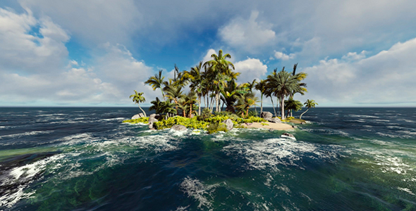 Desert Island With Palm Trees