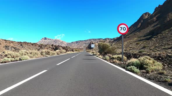 Road in Teide National Park, Tenerife, Canary Islands, Spain