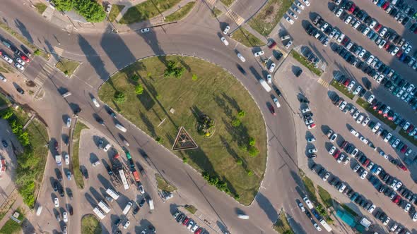 Aerial  Top View Hyperlapse Video of Traffic in a Circle