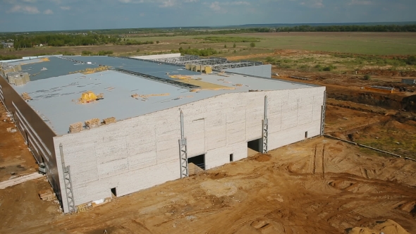 Construction Of a New Plant, Factories, Shops, Aerial Shot