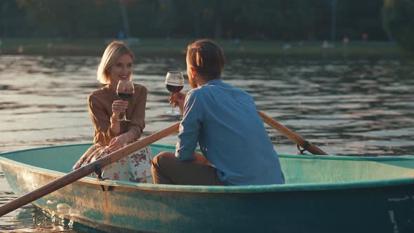 Young couple drinking wine