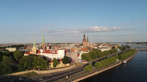 Riga old town and president palace