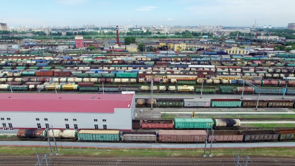 Railway Yard With a Lot Of Railway Lines and trains