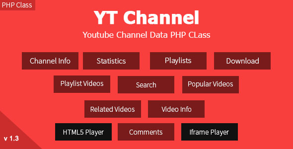 Kanał YT - szczegóły kanału YouTube i wideo API V3 Klasa PHP