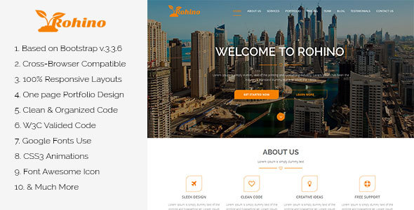 Rohino – One Page Portfolio HTML Template 