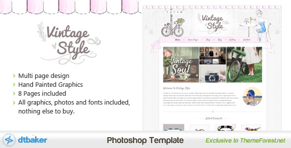 Vintage Style Shop and Blog PSD