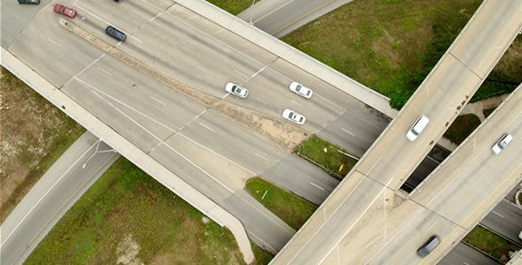 Aerial View of Interstate Highway Overpass 