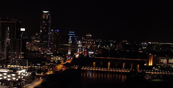 Aerial View of Austin, Texas, USA at Night