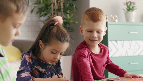 Creative kids with handmade decoration for Easter