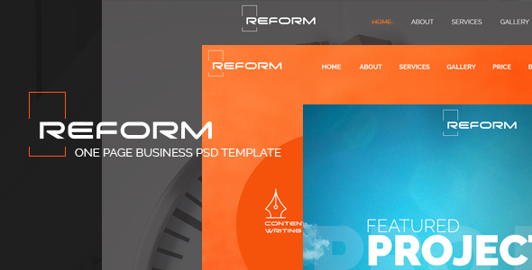 REFORM – Ultimate One Page Business PSD Template – 0 Sold!