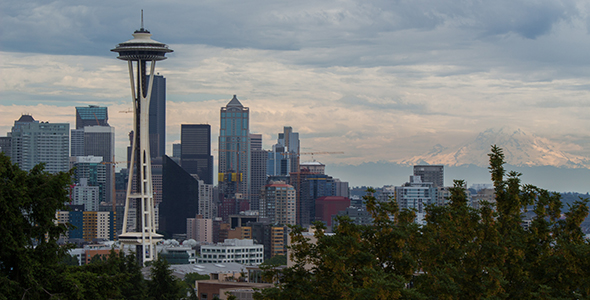 Seattle Skyline on Cloudy Day