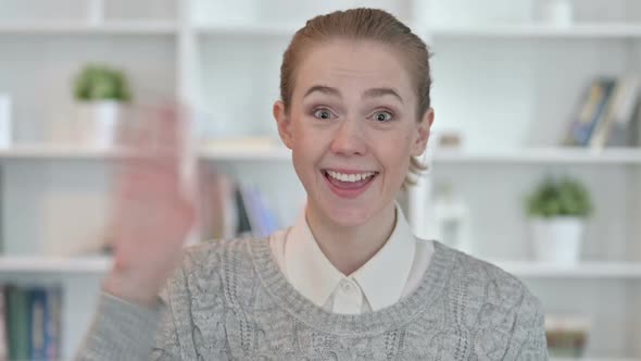 Portrait of Beautiful Young Woman Doing Video Chat