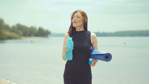 Fitness Woman Drinking Water