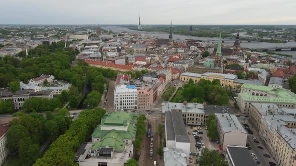 Riga old town aerial view