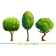 Green Vector Cartoon Style Trees Set - GraphicRiver Item for Sale