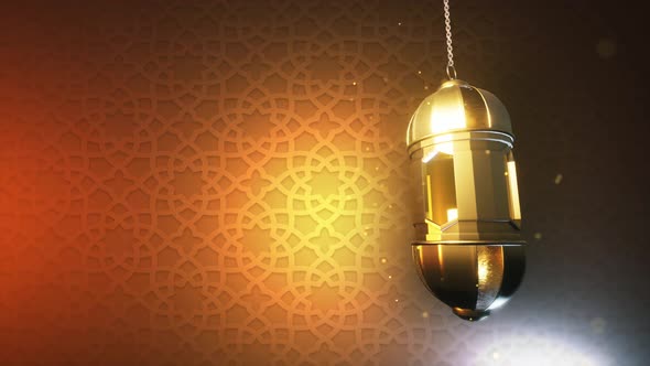 Background Of Ramadan Lantern With Islamic Engraving, Particle