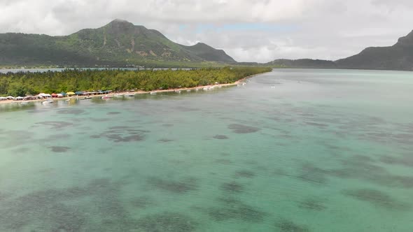 Aerial View From Drone of Benitiers Island Mauritius