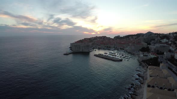 Aerial view of Dubrovnik with its old port