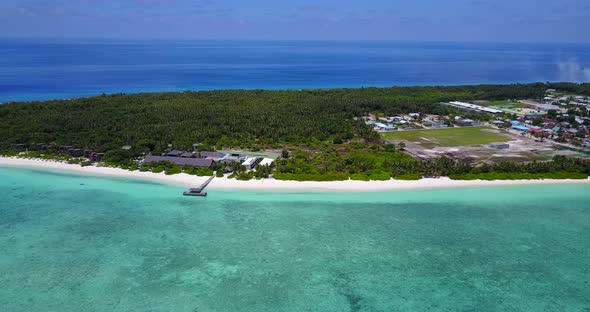 Tropical birds eye clean view of a white paradise beach and aqua blue ocean background in best quali