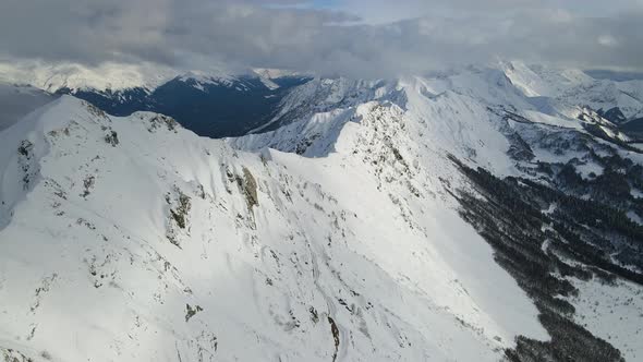 Aerial View of the Aibga Range of the Caucasus Mountain