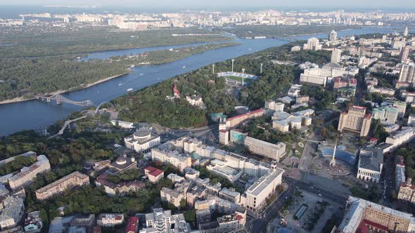 Kyiv Cityscape, Ukraine. Aerial View, Kiev. Slow Motion