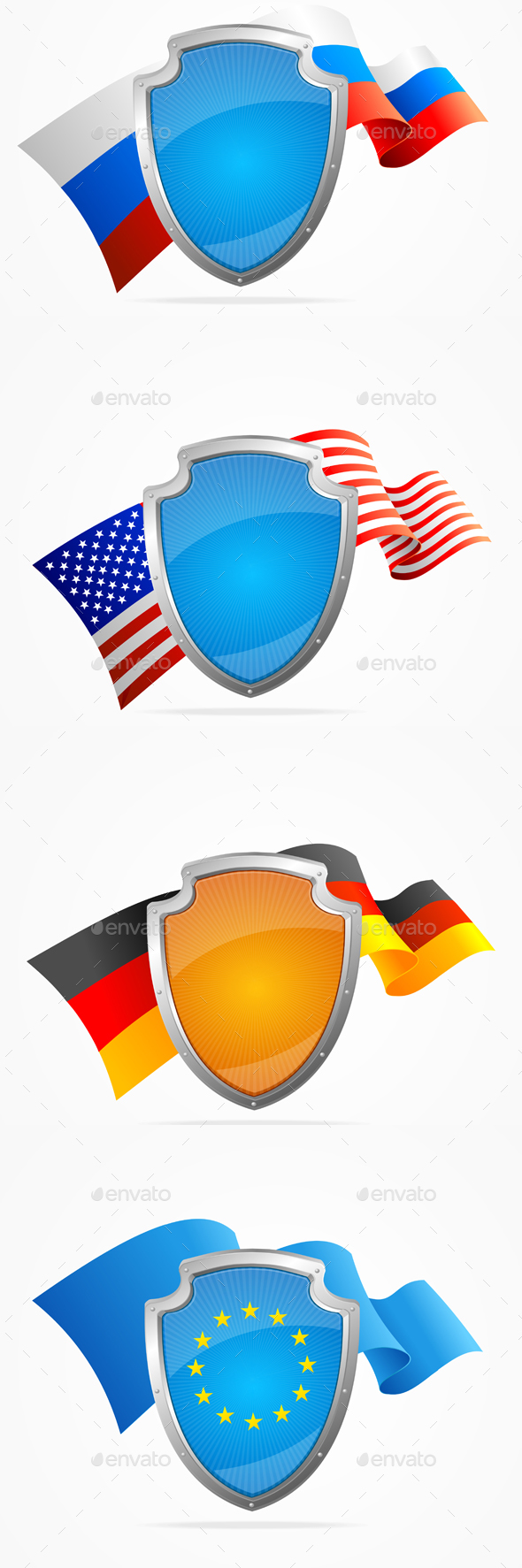Country Flag and Shield Set. Vector