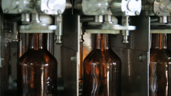 Beer Bottling In Glass Bottles Manufacturing